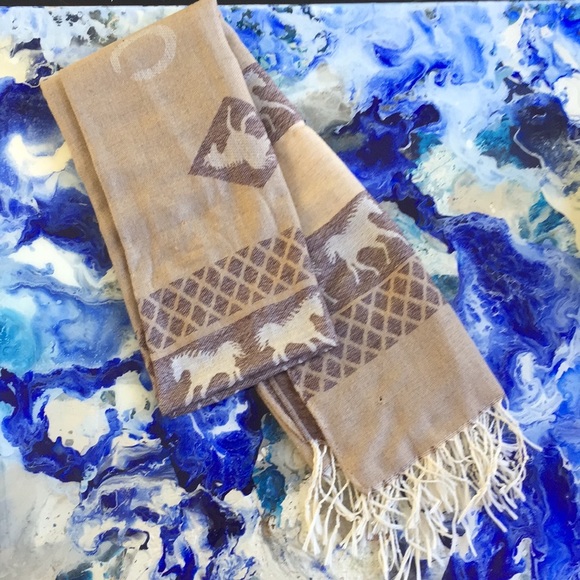 🍋 Brown Equestrian Silk-Blend Scarf - Picture 7 of 7